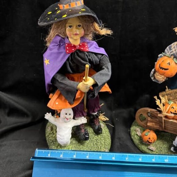 Halloween Fall Decor Witch & Scarecrow 13” Fabric Mache Figures w/ original box - Picture 6 of 9